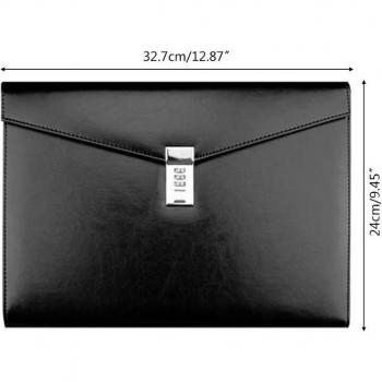 Dossier de bureau A4 en cuir PU avec serrure à code
