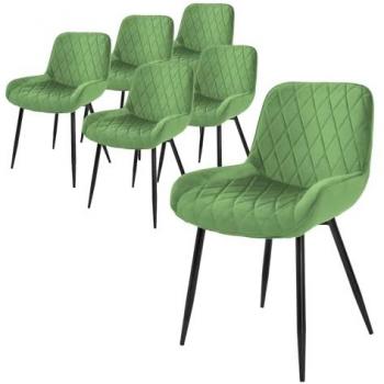 Conjunto 6 Sillas Modernas Tapizadas en Terciopelo Color Salvia