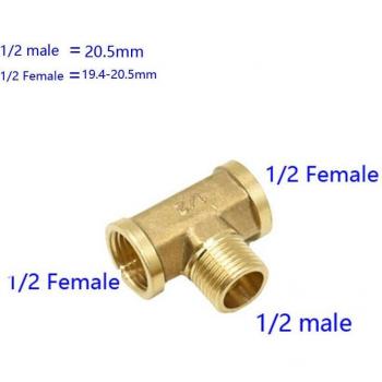 Connecteur T-M/M F Laiton ½” Cuivre 3‑Voies