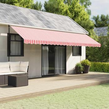 Tissu de remplacement de cantonnière d’auvent rouge blanc 6 m, dessus de store de remplacement, parasol de patio, 367803