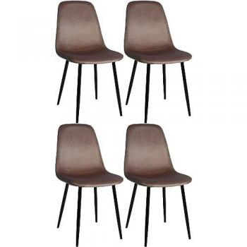 Set di 4 sedie Napier in velluto marrone con struttura in metallo