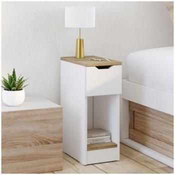 Pack de 2 tables de chevet ANOUK – tiroir + niche bois-blanc