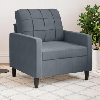 VidaXL Sillón de terciopelo gris oscuro 60 cm