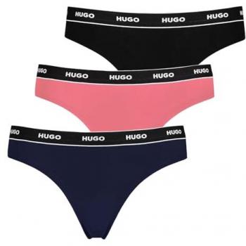 HUGO Baumwoll-Mix Stringtanga 3er-Pack in Pink, Größe XL