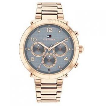 TOMMY HILFIGER Women's Light Blue and Rose Gold Watch