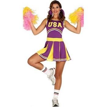 Disfraz de Animadora Mujer Morado y Amarillo Talla M