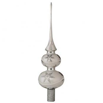 Silberne Christbaumspitze 32,5 cm mundgeblasen