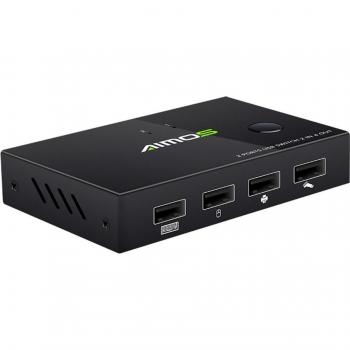Caja divisora KVM USB 2 en 4, para teclado, ratón e impresora