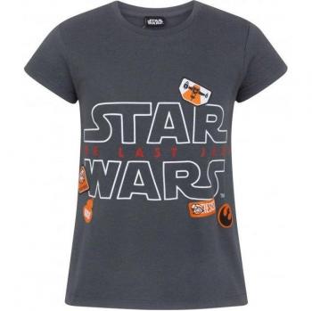 Tee-shirt Star Wars : Badge La Dernière Jedi jeune fille 5-6 ans gris
