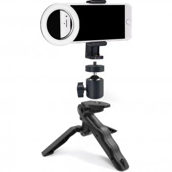 Trípode para Vlog con luz LED y soporte de montaje