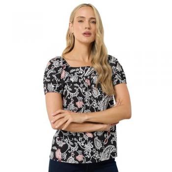 Tall Paisley Square Neck Top (Women's, Tall) – Black