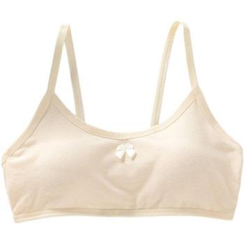 Girls' Spaghetti Strap Wireless Training Bra with Bowknot