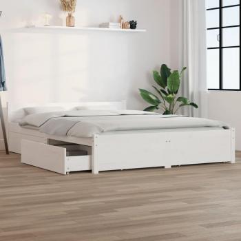 VidaXL White Bed Frame with Drawers 140x200 cm