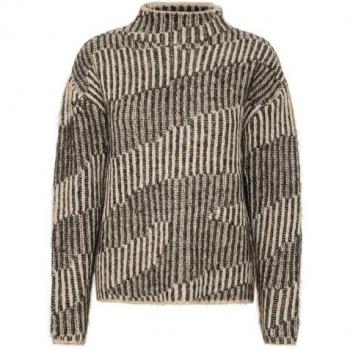 Female Turtleneck Pullover in Feather Gray, Black Melange