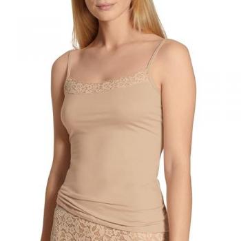 CALIDA Spaghetti-Top mit Spitze für Damen, XXS, Beige, Beste Baumwolle, elegantes Design, maximaler Tragekomfort