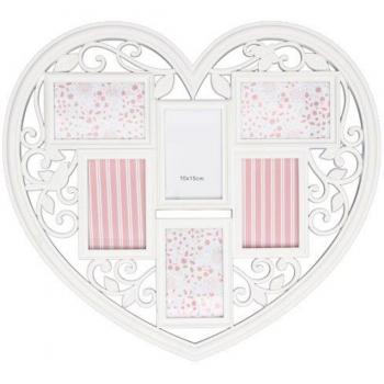 Portafoto Forma Cuore 60x60 cm, Bianco in PVC – 6 Fotografie di Amore