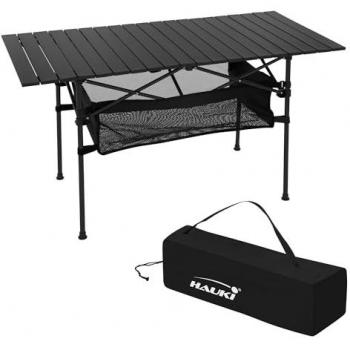 Table de Camping Pliable avec Sac de Transport Noir 118 x 55 x 64,5 cm
