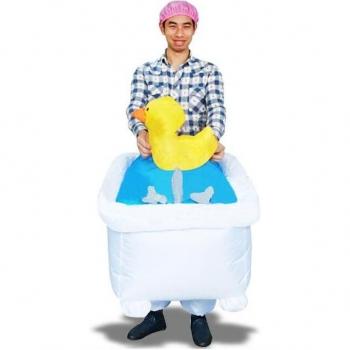 Traje Inflable de Hombre en el Baño con Pato