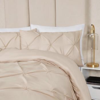Highams Diamond Pintuck Duvet Cover with Pillowcase