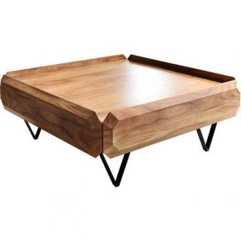 Kiano Tisch 90x90 cm Akazie Natur 2 Schubladen