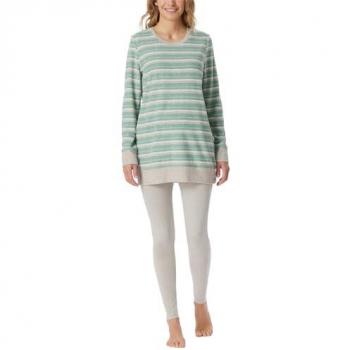 Schiesser Casual Essentials Pyjama‑Set für Frauen – Langringel in Grün, 48, Baumwolle