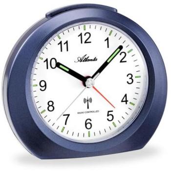 Funkwecker ATLANTA, analog, blau, ideal für Reisen, Geschenkidee, Leuchtzeiger, Weckwiederholung