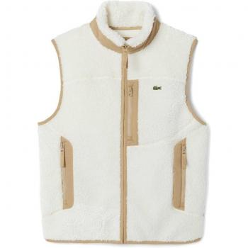 Chaleco Lacoste Estilo Teddy Blanco Beige Talla M