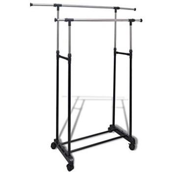 VidaXL Rolling Clothes Rack with 4 Wheels and 2 Hanging Bars
