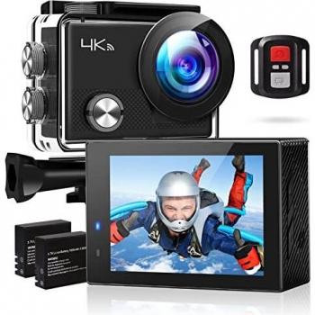 Action Cam 4K Wi‑Fi 30 m HD – Stabilizzazione EIS, 2 Batterie, Borsa Multiuso