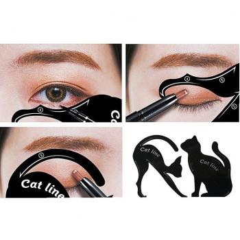 2pcs Cat Themed Eyeliner and Eyeshadow Stencil for Makeup