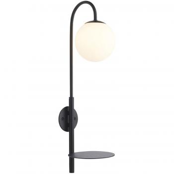 Netlighting Frosinone Wall Lamp Satin Black Paint & Matt Opal Glass