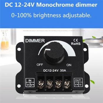 Dimmer pour bande lumineuse 30A, DC12V-24V, réglage de luminosité 360W-720W