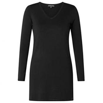 Longpullover BASE LEVEL BAS-YOLA-LONG-PULLOVER Gr. 36, schwarz, Damen, Feinstrick, Obermaterial: 80% Viskose, 20% Polyamid, leicht glänzend, Pullover