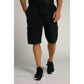 Bermuda cargo felpa uomo, tasche e cintura elastica, colore nero, taglia XXL, cotone/poliestere