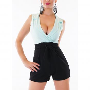 Bindegürtel-Highwaist Overall – Italy Moda Hotpants XS/S