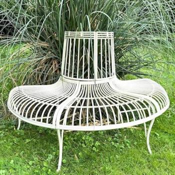 Banc Tour D'arbre Demi-Lune Patiné