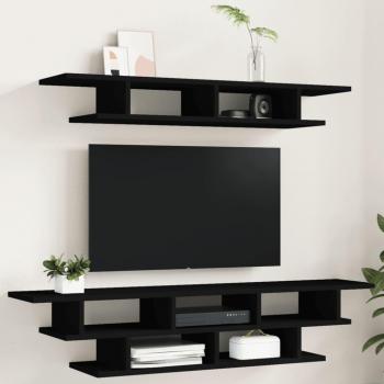 Étagère multimédia noire avec design en bois d'ingénierie
