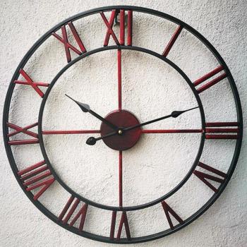 Classic Roman 3D Circular Wrought Iron Wall Clock – 47cm Vintage