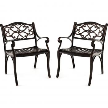Goplus: Chaises de jardin 60x56,5x82 cm, 2 pièces, couleur bronze avec motif floral