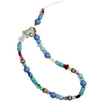 Correa Azul de 30cm para Teléfono con Perlas