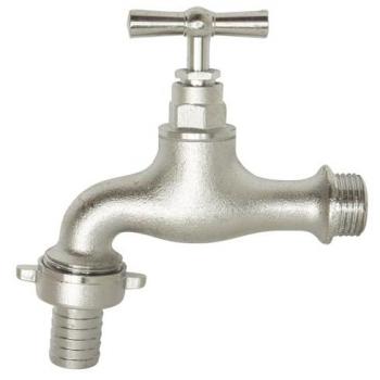 Robinet de puisage à poteau chromé, ½ mâle, raccord ¾ neutre