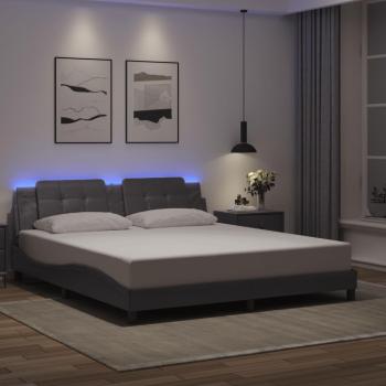 LED Bed Frame Grey 180x200 cm Super King