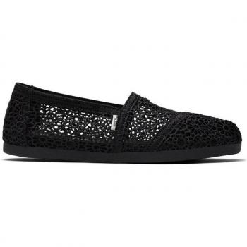 Alpargatas planas Toms mujer crochet negro