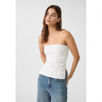 Top Stradivarius L bianco fascia e spacchi laterali