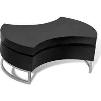 Mesa de centro de forma ajustable negra brillante