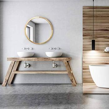 JIYUERLTD 24-Inch Round Mirror for Entryways and Living Spaces