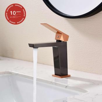 Mitigeur Poalgi SKY BATH noir cristal avec finition or rose PVD – Série Infinite