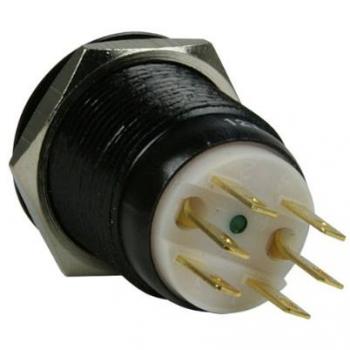 Commutateur 19 mm Lamptron Noir avec Lumière Verte