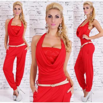 Trendiger Neck-Wasserfall-Overall mit Riemen – S