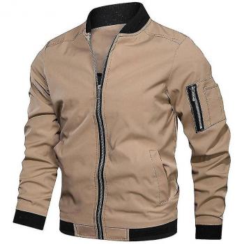 Camisa de Bomber Suelto 4XL para Hombres en Tonos Caqui